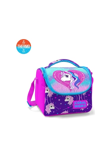 Coral High Kids Mor Pembe Unicorn Desenli Simli Thermo Beslenme Çantası 11856