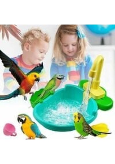1 Adet Otomatik Papağan Küvet Yüzme Havuzu Musluğu Papağan Çok Renkli