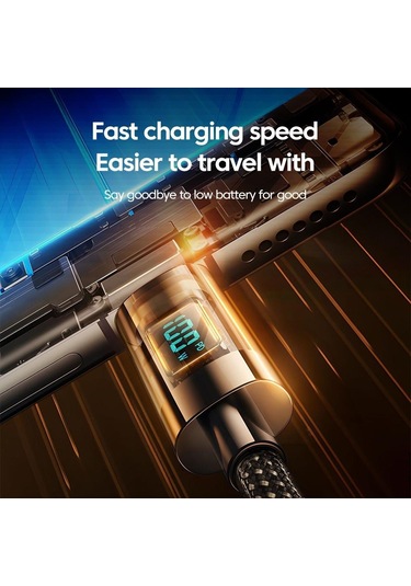 Vaorlo Led Ekran Hızlı Şarj Kablosu 100 W Süper Şarj Usb-c Pd-c Usb İos Uyumlu Tip-c İos Uyumlu Yüksek Hızlı Şarj Veri Kablosu Type-c To İos Uyumlu