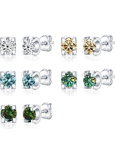 Yeşil Bagueringen Mavi Yeşil Renk Mozanit Küpe 925 Ayar Gümüş 1ct Düzenlendi Elmas Takı Düğün Parti Yıldönümü Hediyesi