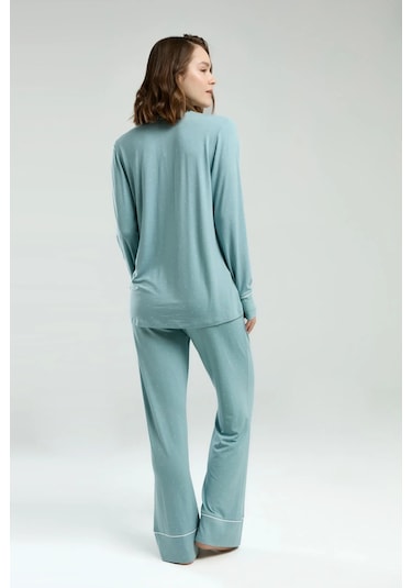 Pierre Cardin Kadın Yeşil Gömlek Pijama Takım Yeşil