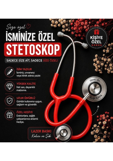 Kişiye Özel Stetoskop Kırmızı