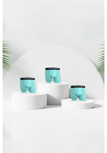 Franco Renzo Erkek 3 Lü Premium Kutu Likralı Boxer Bebe Mavi Bebe Mavisi