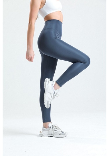 Caramel Yüksek Bel Toparlayıcı Dalgıç Kumaş Spor Günlük Tayt Antrasit