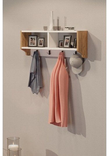 Portmanto Duvar Askısı Modern Vestiyer - Atlantik Çam & Beyaz Diğer