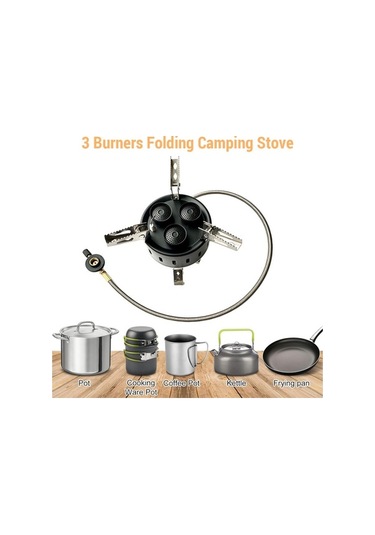 Dancemonkey Kamp Gazlı Ocak 8500w 3 Brülör Sırt Çantası Ocak Katlanabilir Bütan Ocak Kamp Sobası Gümüş Gümüş