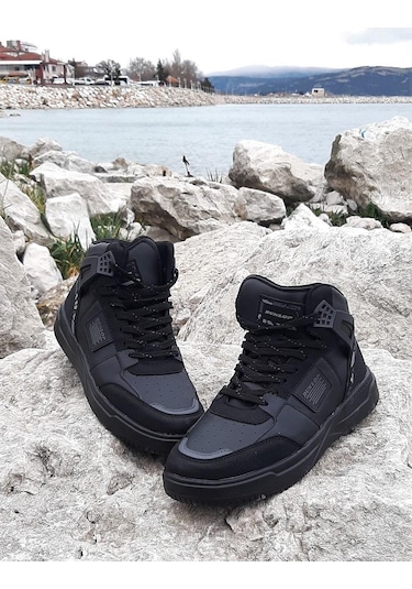 Dunlop 2238-2243 Siyah, Fuspetli Ortapedik Boğazlı  Basket Spor Ayakkabı AYKSAYAK-000490