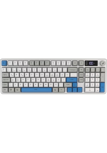 Hawk Gaming Hk258 Membrane Lcd Rgb Kablosuz/bluetooth Beyaz Mavi Full Türkçe Gaming Klavye