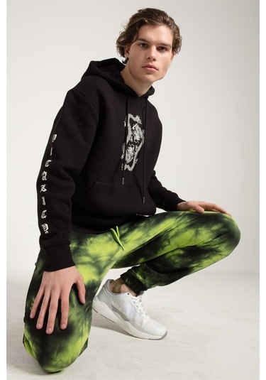 Jahr Marc Dragon Baskılı Siyah Oversize Erkek Sweatshirt Siyah