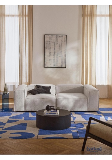 Most Mollis 2 Modül Kanepe Koltuk 01 Lüks Beyaz Bukle Kumaş Yumuş