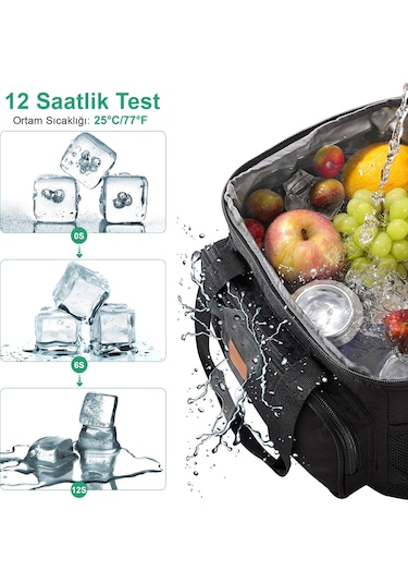Haegs Termal Çanta, Soğuk Sıcak Tutucu Yalıtımlı Beslenme Çantası Soğutucu Yemek Çantası 8,5l -siyah Siyah
