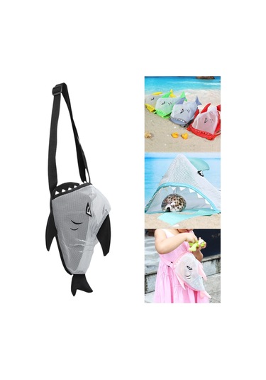 Suntek Yaz Çocukları Mesh Plaj Kabuk Torbası 25x18x15cm Çok Siyah