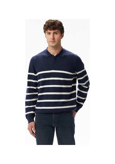 Nautica Erkek Lacivert Regular Fit Kazak Çizgili S57231t Lacivert