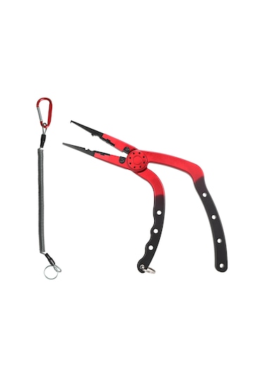 Yuntech01 Alüminyum Balıkçı Pensi - Uzatılabilir Askı Ve Korumalı Kılıf İle Çok Fonksiyonlu, Kırılmaz, Taşınabilir Kırmızı/siyah Veya Mavi/siyah