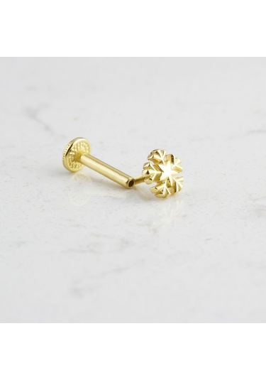 Glorria Altın Kar Tanesi Tragus Piercing Altın