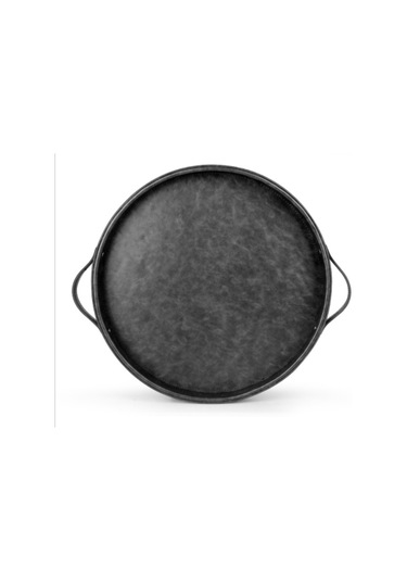 Avrupa Retro Yuvarlakvintaj Ekmek Tepsisi Ev Dekorasyon Bahçe Restoran Masa Fotoğraf Çekimi Depolama Tepsileri Gri Ahşap - Gri