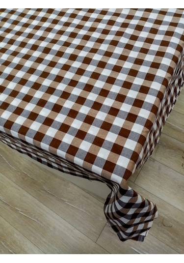 Hayat Home Kahve Renk Kareli Mutfak Masa Örtüsü Sofra Örtüsü