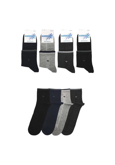 Erkek Yarım Konç Çok Renkli Pamuklu Çorap 4'lü Paket Çok Renkli