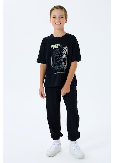 Rolypoly Erkek Çocuk Siyah Pijama Takım Rp3759-c-v2