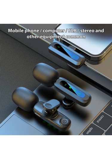 Mufunye Kablosuz Yaka Mikrofonu Sistemi Çift Mikrofon Gürültü Azaltma Kablosuz İletim Hafif Tak Ve Çalıştır F