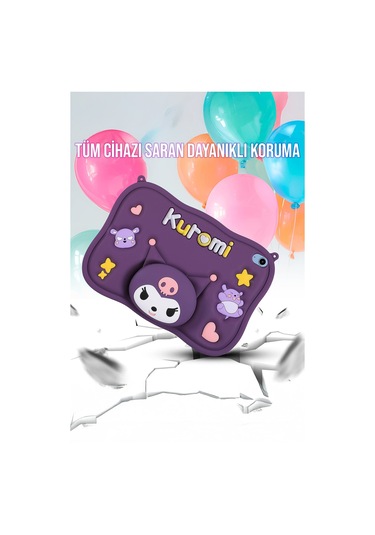 Apple Ipad 8. Ve 9. Nesil 10.2 Inç 2020 / 2021 Uyumlu Kedi Kılıf Standlı Eğlenceli Koruma Purple