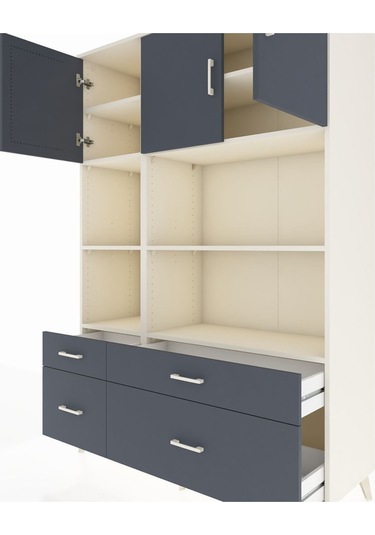 Hyperion Dolap 8 Raflı 4 Çekmeceli 3 Kapaklı 132x44x195 Aytaşı-antrasit/antrasit Antrasıt/antrasıt