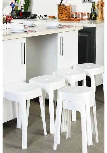 İç İçe Geçebilen Plastik Tabure Mutfak Bahçe Taburesi 6 Adet Beya