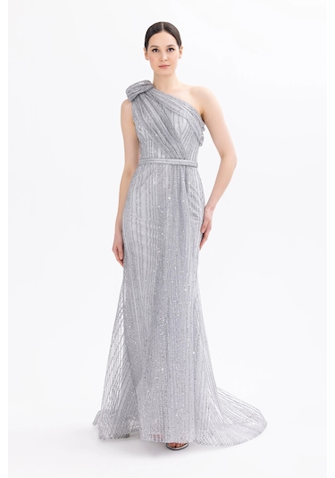 İlmio Bayan Abiye Elbise 3841042 Gri Gri