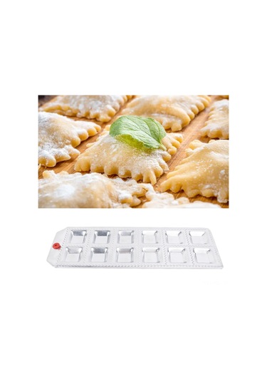 Konesam Alüminyum Alyazı 12 Delikli Kare Manti Kalıbı - Ev Ve Restoranlar İçin Pratik Pasta Ve Manti Yapım Aracı Diğer