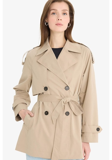 Defacto Regular Fit Kemerli Düğmeli Cepli Trençkot E8583ax25aubg501 Bej