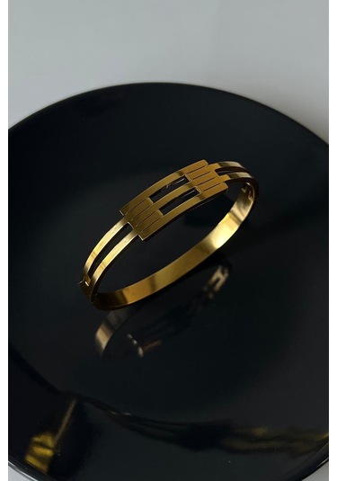 Altın Kaplama 316l Kalite Kaburga Kelepçe Bileklik Gold