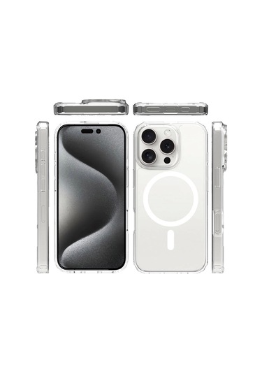 İphone Uyumlu 16 Pro Kılıf Magsafe Şarj Özellikli Şeffaf Sert Pc Redclick Embos Kapak