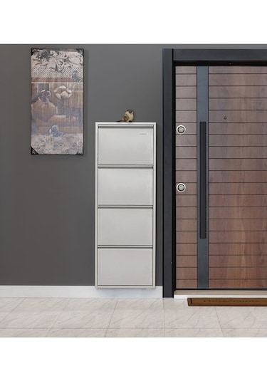 Kaser Metal 4'Lü Metal Ayakkabılık Gri