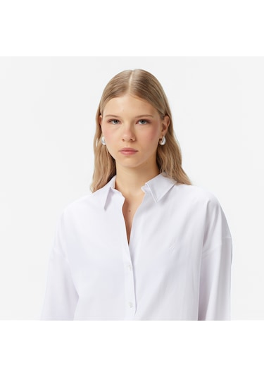 Nautica Kadın Beyaz Oversize Gömlek Düz 57w220t Beyaz