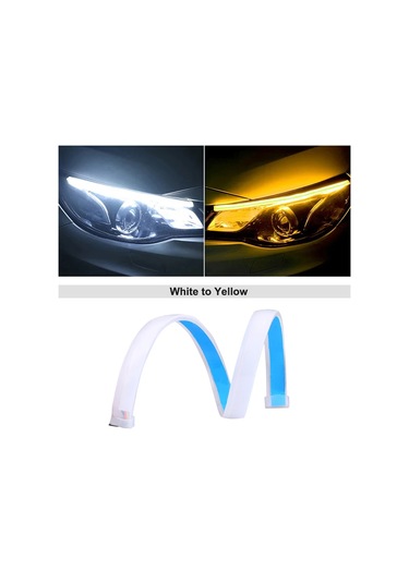 12v Led Drl Araba Gündüz Çalışan Işık Esnek Su Geçirmez Şerit Oto Farlar White To Yellow 30cm 1 Piece Set