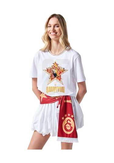 Gsstore Galatasaray Şampiyonluk Kolaj T-shirt E251353 Beyaz