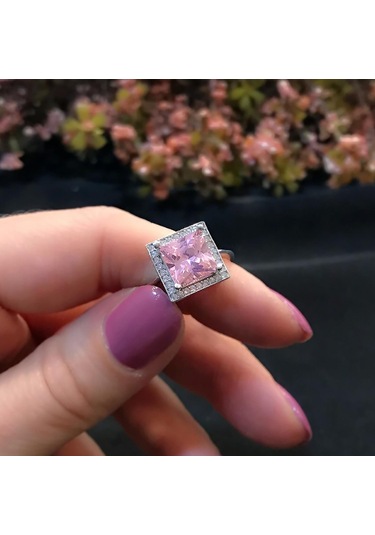 Stela Pembe Baget Gümüş Yüzük