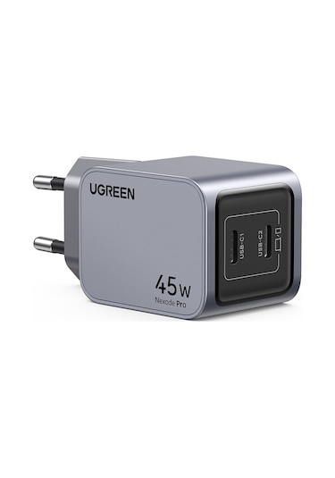 Ugreen Nexode Pro 45w Gan Hızlı Şarj Cihazı Qc Pd 2xusb-c Uzay Grisi