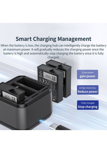 Amagisn Aa10 3 Yuvalı Pil Şarj Cihazı Tip-c Tf Kart Siyah