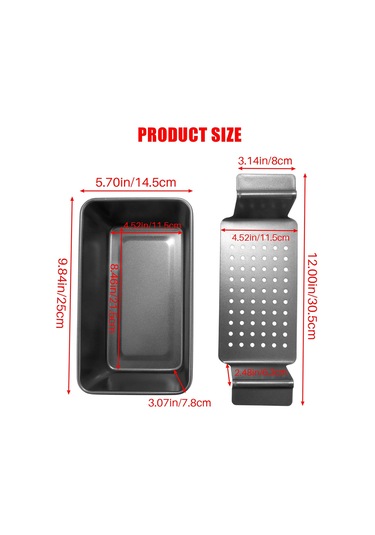 Xurunkeji 12 İnç Chicago Metalik Profesyonel Sağlıklı Köfte Tavası Yapışmaz Barbekü Tepsisi Dikdörtgen Köfte Tavası Ek Raflı Koyu Gri