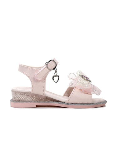 Kiko Kids Bufly Fiyonklu Kız Çocuk Sandalet Ayakkabı Pudra Pudra