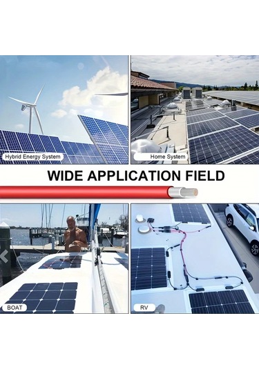 Chuangyinshop 1 Parça Kalaylı Bakır Panel Uzantı Kablosu 10awg Red 40ft 36v Çalışma Voltajı