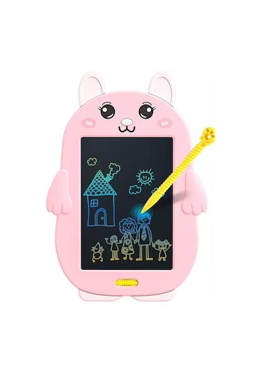 Tavşan Şekilli Çocuklar 8.5 İnç Lcd Çizim Pedi Küçük Çocuklar Kızlar Karalama Yazma Tableti Kilit Fonksiyonlu El Yazısı Tahtası Tek Tıkla Silme