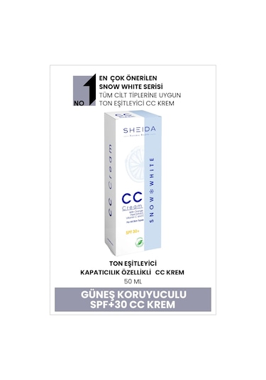 Sheida Snow White CC Krem SPF30+ 50 ML