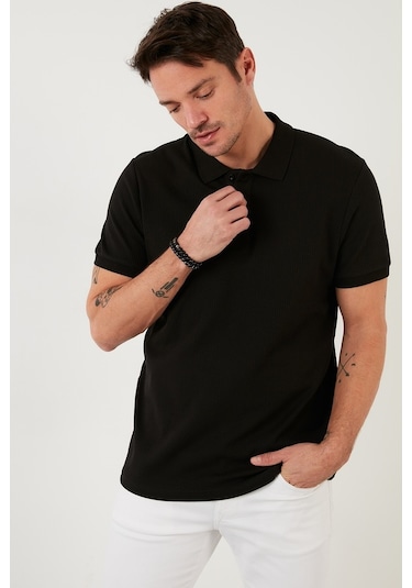 Buratti Pamuklu Regular Fit Düğmeli Erkek Polo Yaka T Shirt 5902281 Siyah