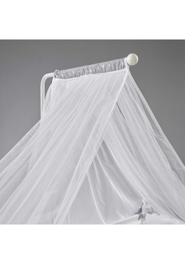 Meltem Kids Mondo Anne Yanı Ahşap Sallanır Beşik 60 x 120 CM (Beyaz-Moon) Gri