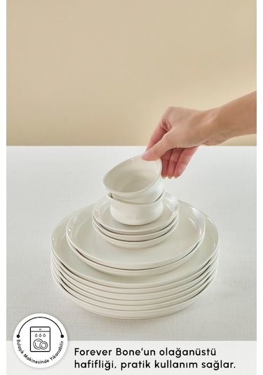 Karaca Forever Bone Bovi 28 Parça 6 Kişilik Kahvaltı Takımı Beyaz