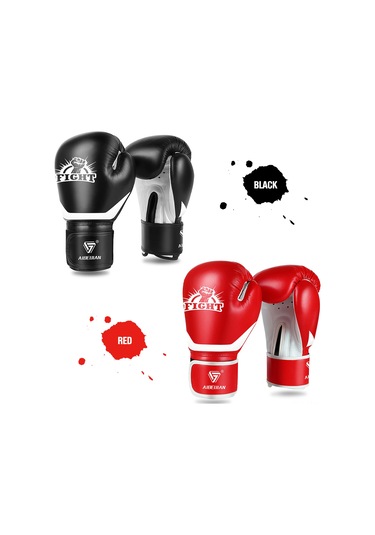 Moveevo Erkekler İçin Boks Savaş Dövüş Sandalye Korumalı Eldiveni - Bantlı, 8oz, Siyah, Kaliteli Deri Ve Şok Emici Thick Pad Siyah