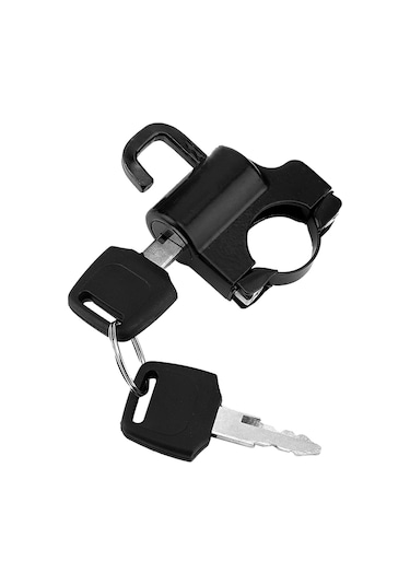 Shineyee Motosiklet Kask Kilidi 22mm Universal Siyah - Dayanıklı Demir, Hava Ve Çizik Korumalı, 2 Anahtar İle