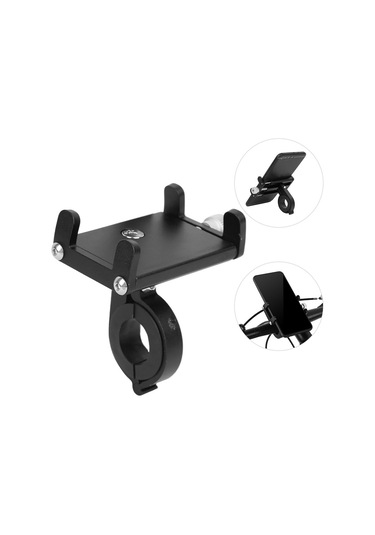 Ximistore9 Alüminyum Çelik Bisiklet Telefon Tutucu - Mekanik Kilitleme, 360 Döner, 3.5-6.5 İnç Telefonlar İçin, 18-31mm Direk Uyumlu Siyah